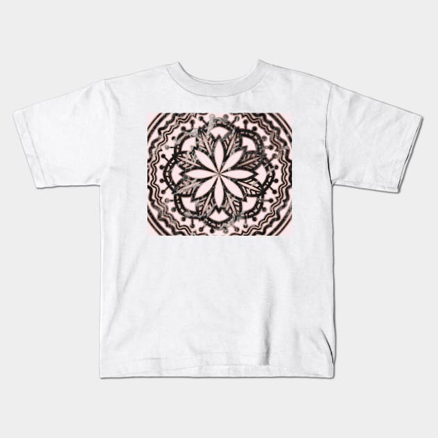 Marble mandala - striking black and rose gold Kids T-Shirt by marbleco